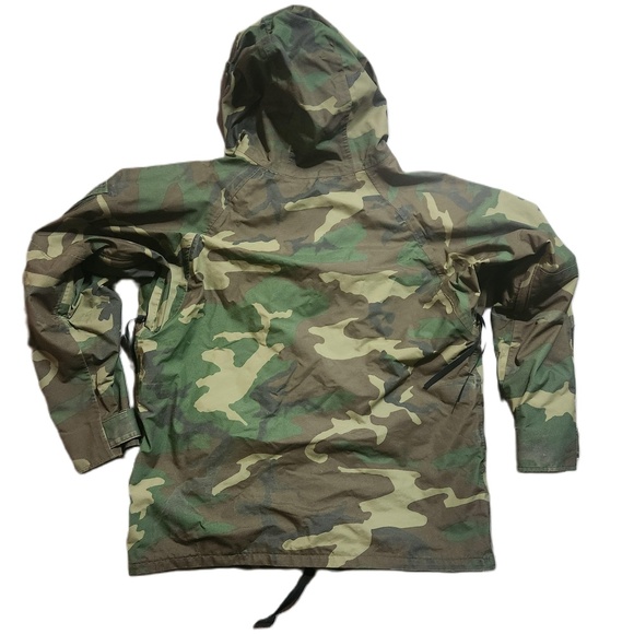 Army Mens Green Camouflage Hooded Front Zipper Parka Jacket Size Medium - Picture 4 of 14